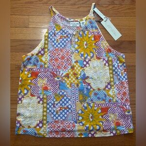 Rachel Zoe Tank Women’s Size M Multicolor Print Linen Beachy Lightweight NWT